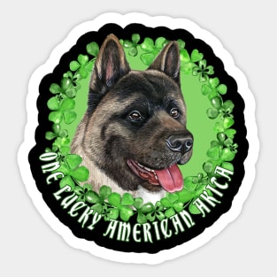 One Lucky American Akita Funny St. Patrick Dog Sticker